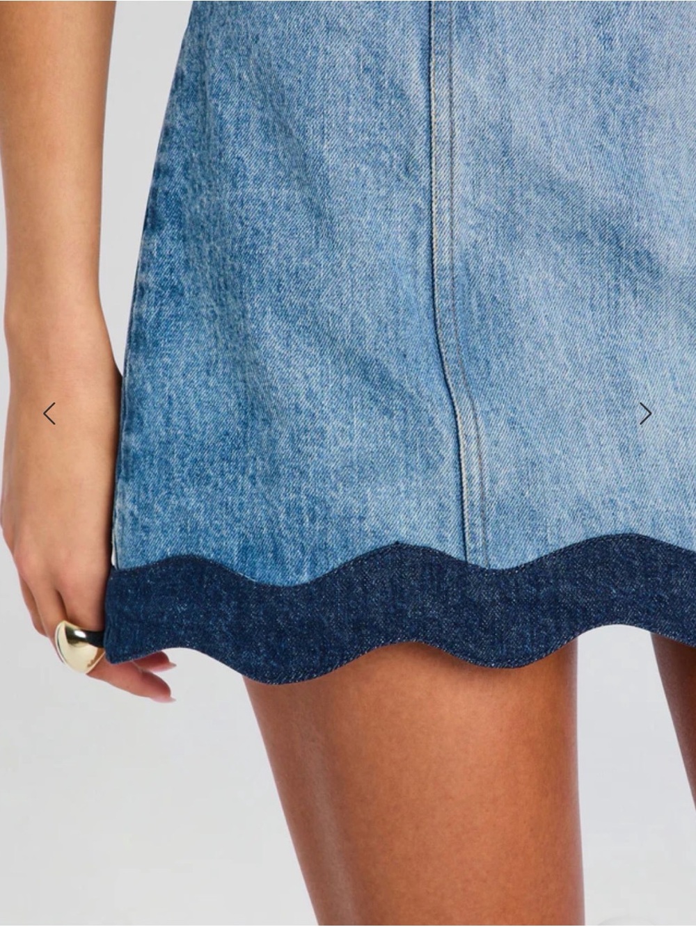 Retrofete Light Blue Denim Strapless Mini with Dark Blue Scallop Trim - Picture 2 of 4